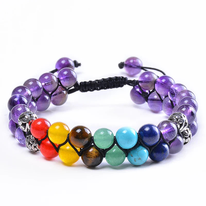 7 Chakra Stone Bracelet Purple