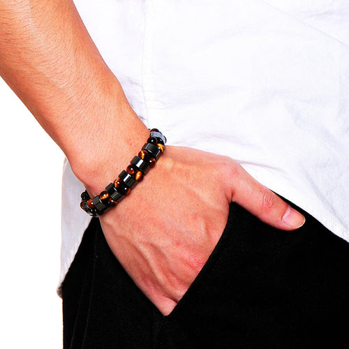 Men's Tiger Eye Stone Chain Bracelet
