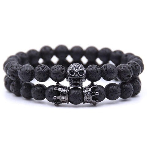 Bracelet Pierre Tête de Mort noir