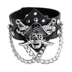 Black Leather Pirate Bracelet