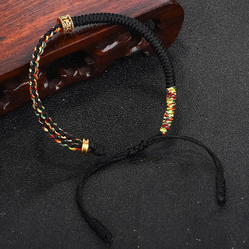 Black Tibetan Buddhist Braided ID Bracelet