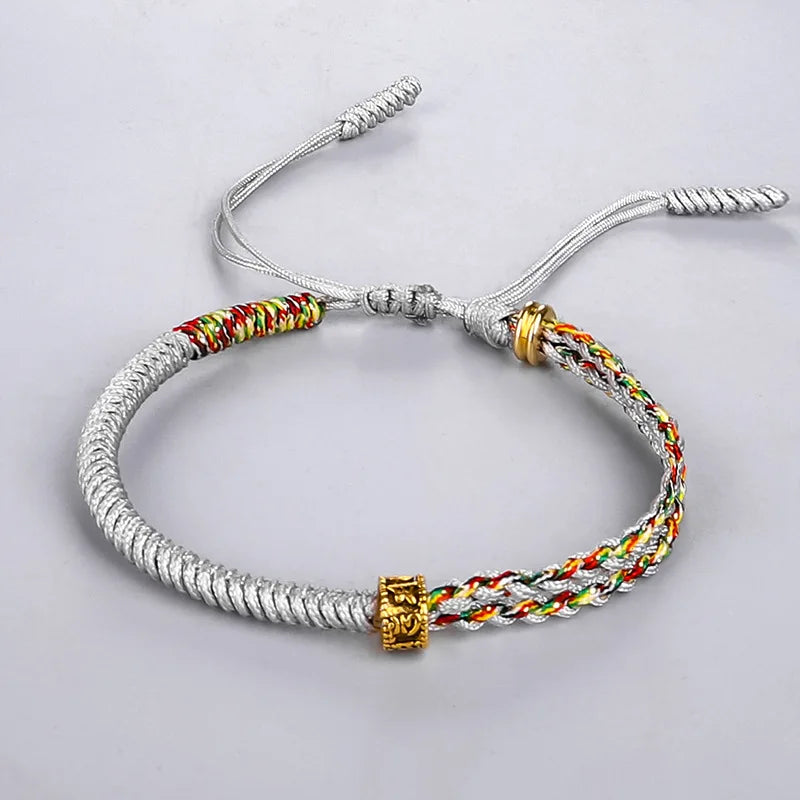 Gray Tibetan Buddhist Braided ID Bracelet