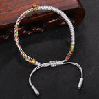 Gray Tibetan Buddhist Braided ID Bracelet