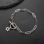 Bracelet pour femme avec pendentif de l'étoile de David symbole juif argent