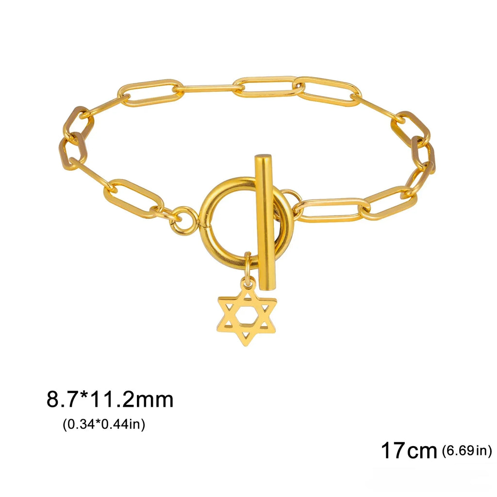 Bracelet pour femme avec pendentif de l'étoile de David symbole juif or