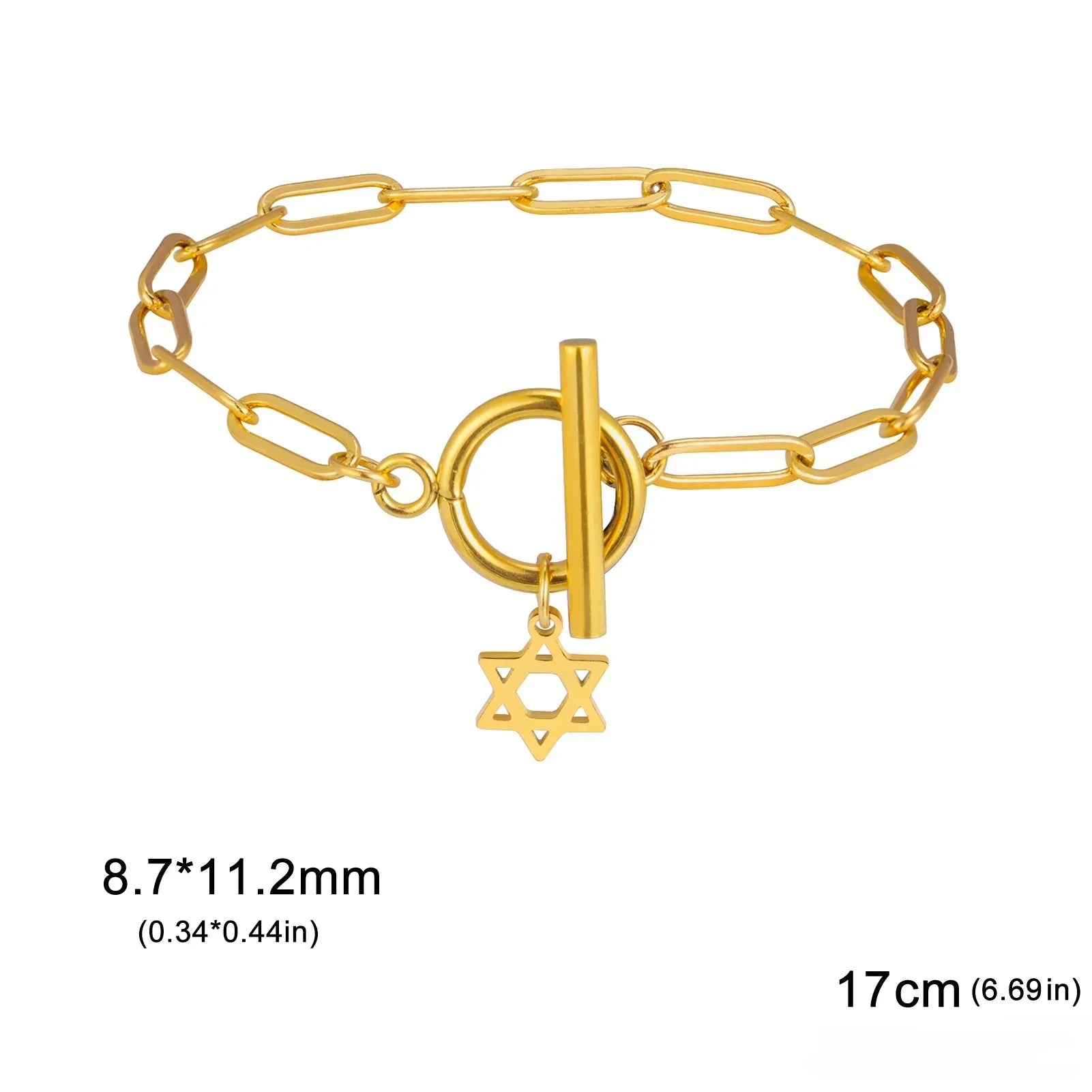 Bracelet pour femme avec pendentif de l'étoile de David symbole juif or