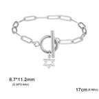 Bracelet pour femme avec pendentif de l'étoile de David symbole juif argent