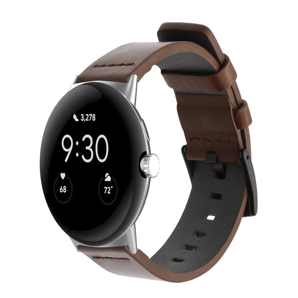Bracelet pour Google Pixel Watch en cuir marron 1, 2, 3, 41mm 45mm