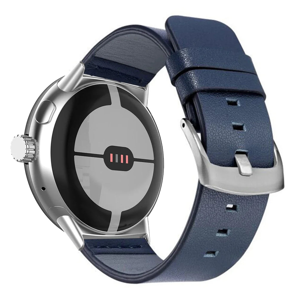 Bracelet pour Google Pixel Watch en cuir marron 1, 2, 3, 41mm 45mm bleu