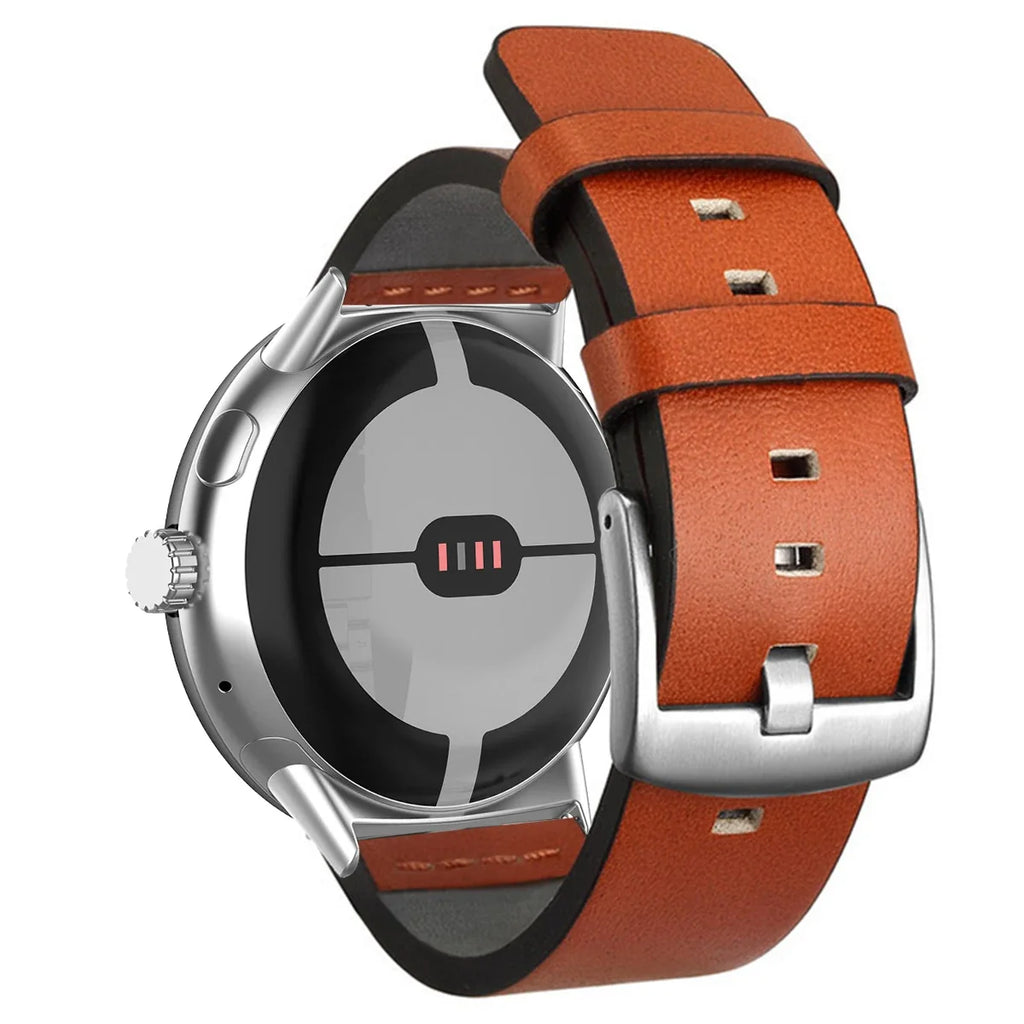 Bracelet pour Google Pixel Watch en cuir orange 1, 2, 3, 41mm 45mm