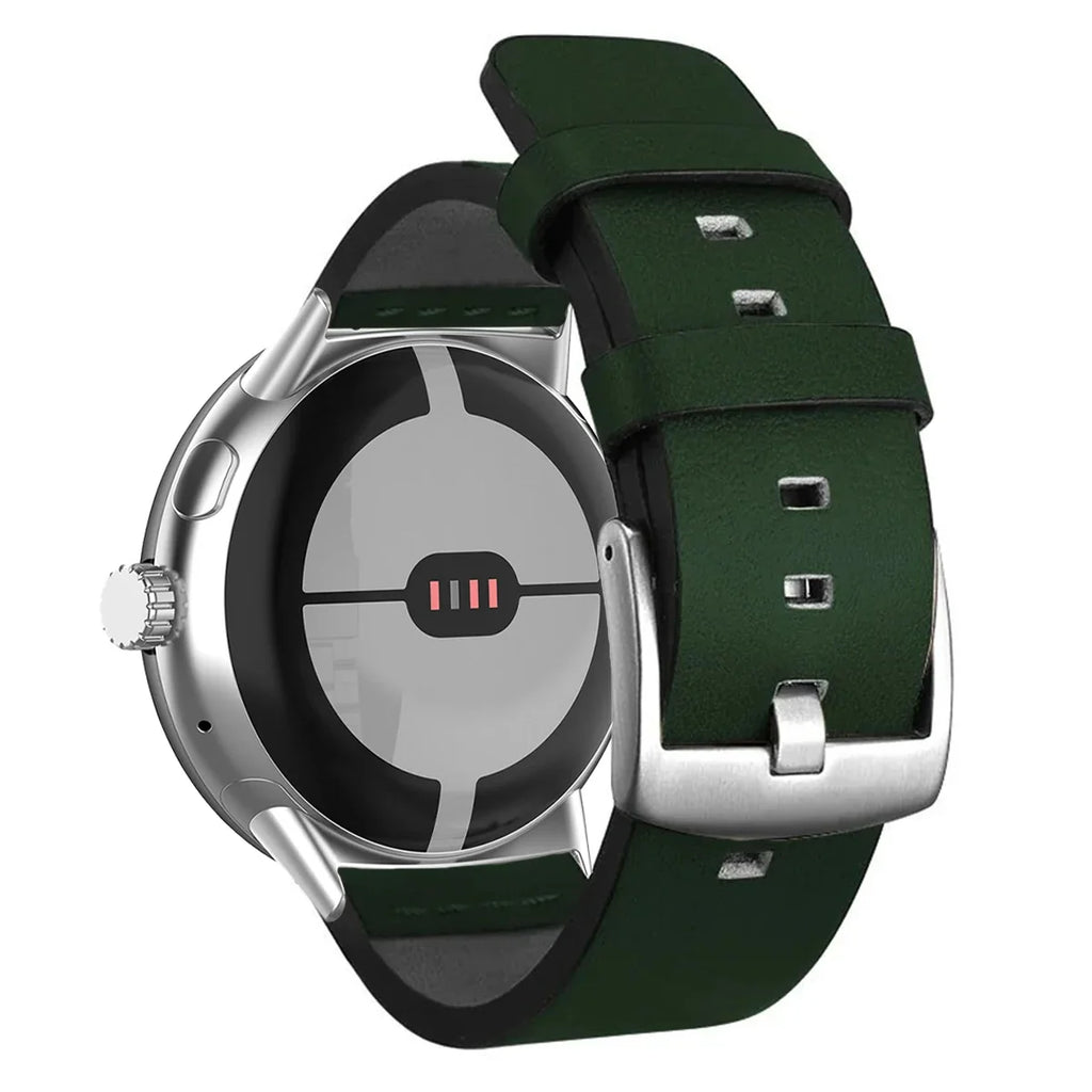 Bracelet pour Google Pixel Watch en cuir marron 1, 2, 3, 41mm 45mm vert