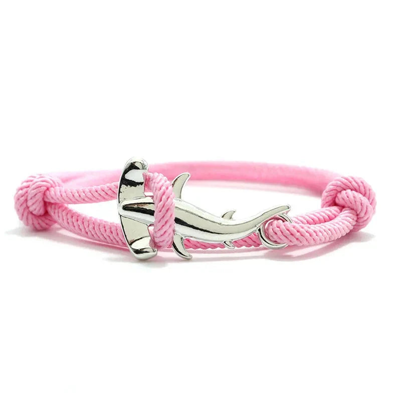 Hammerhead Shark Bracelet silver and pink