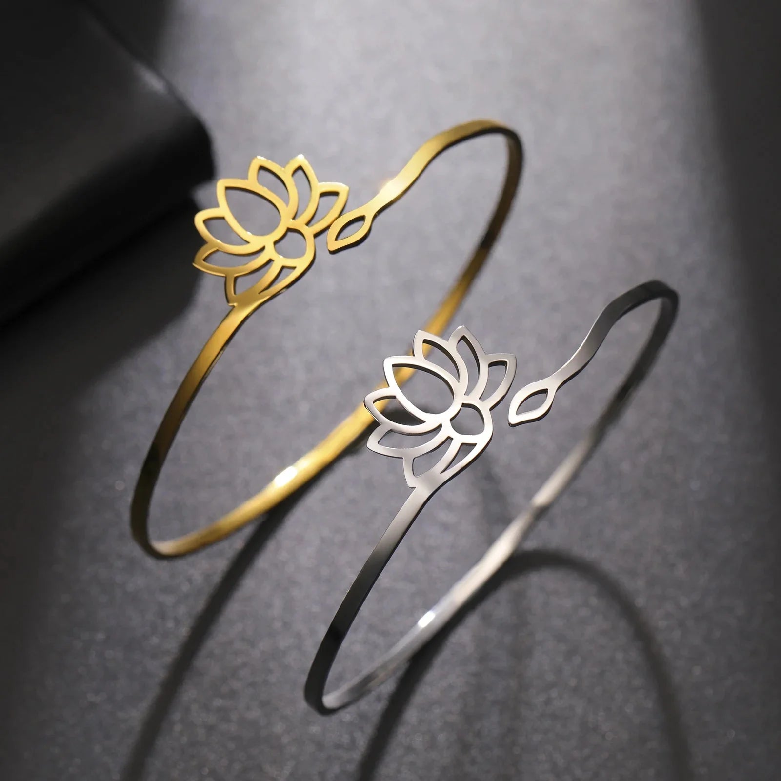 Rigid Lotus Flower Bracelet for Women