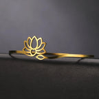 Rigid Lotus Flower Bracelet for Women gold