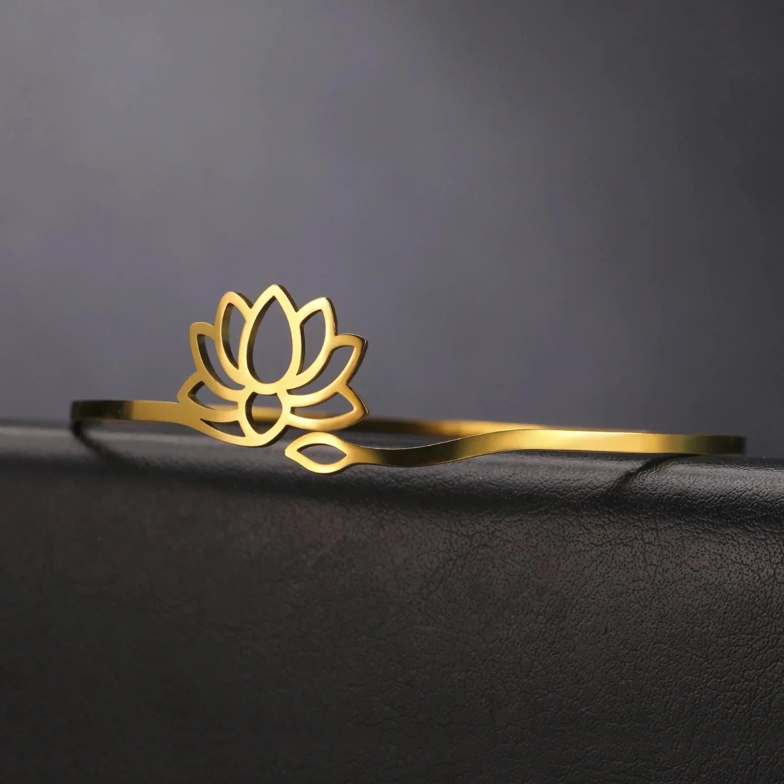 Rigid Lotus Flower Bracelet for Women gold