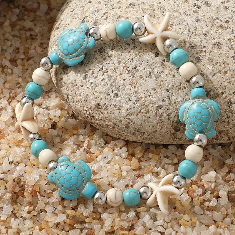 Bohemian Style Bracelet Turtles and Starfish Shell