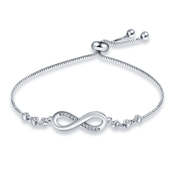 Infinity Symbol Silver ID Bracelet for Women