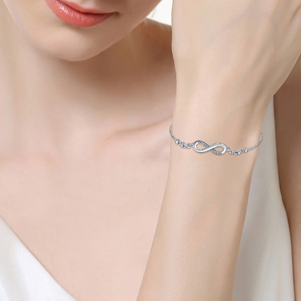 Infinity Symbol Silver ID Bracelet for Women