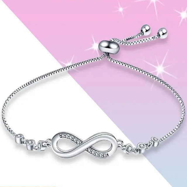 Infinity Symbol Silver ID Bracelet for Women