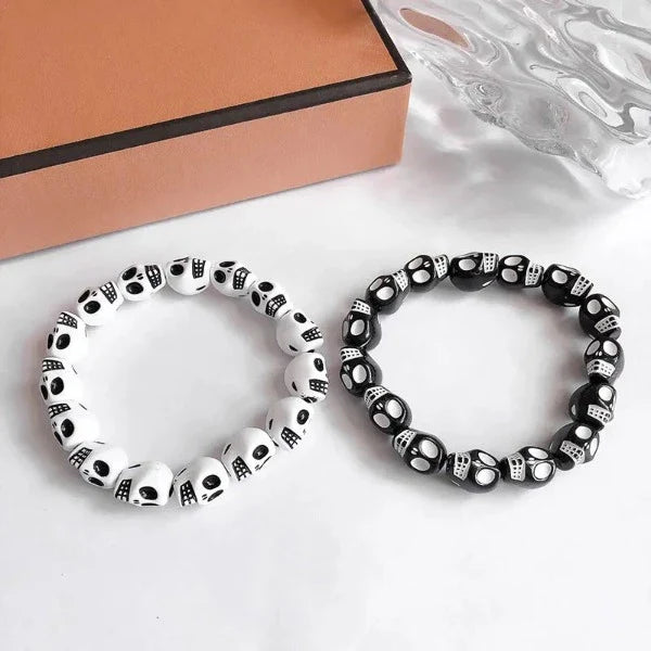 White & Black Skull Bracelet