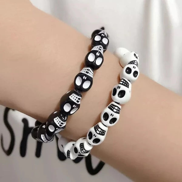 Bracelet Tête de Mort Blanc & Noir
