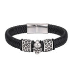 Black Leather Skull Bracelet