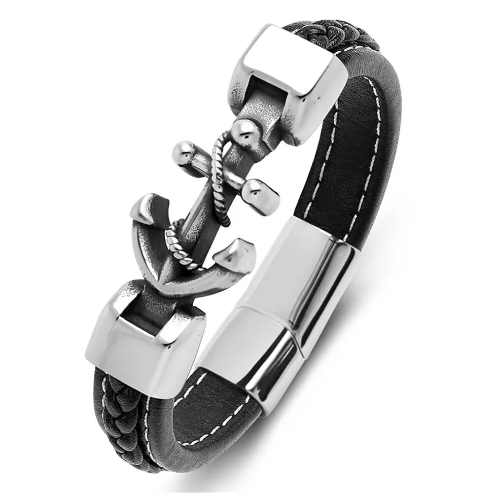 Bracelet torsadé ancre oir