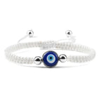 Bracelet Tresse Contre Mauvais Oeil Bleu blanc et argent