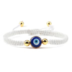 Bracelet Tresse Contre Mauvais Oeil Bleu blanc et or