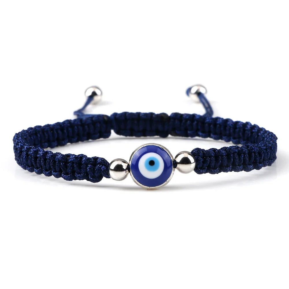 Braided Bracelet Against Evil Eye Blue Blue and Silver