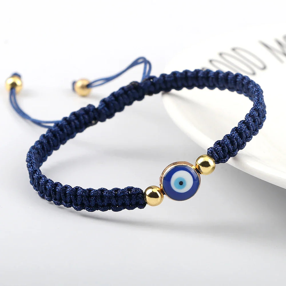 Braided Bracelet Against Evil Eye Blue Blue and Gold
