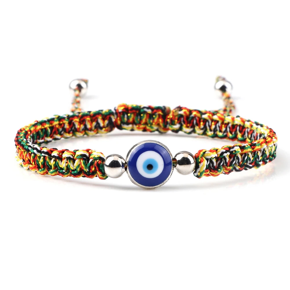 Bracelet Tresse Contre Mauvais Oeil Bleu multicolore et argent