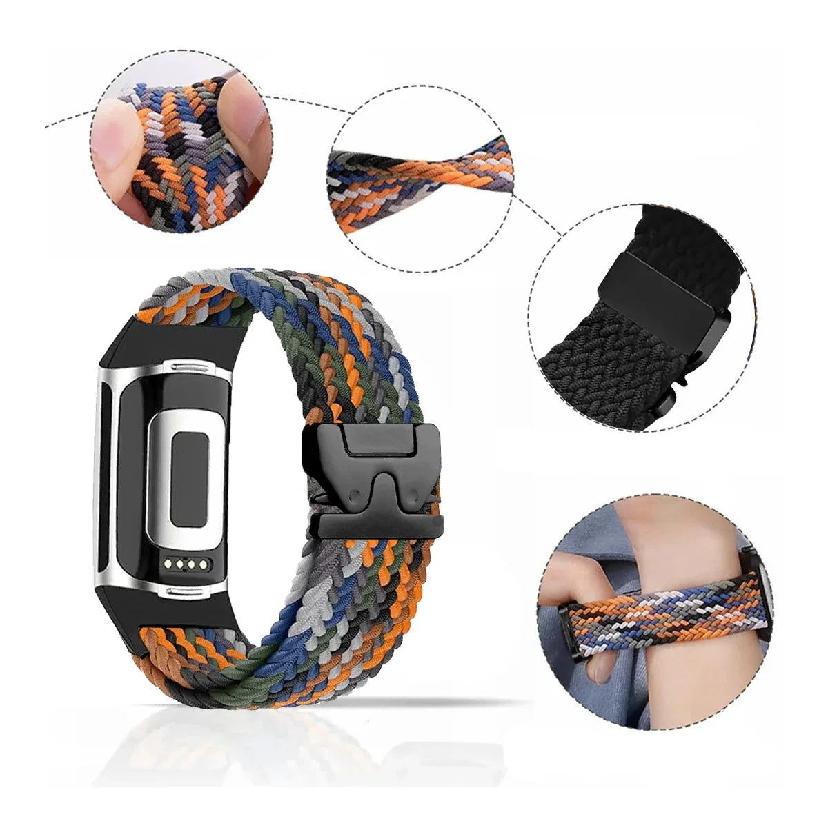 Bracelet tressé pour montre Fitbit Charge 5, Charge 6