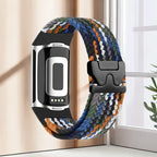 Bracelet tressé pour montre Fitbit Charge 5, Charge 6 noir orange bleu