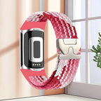 Bracelet tressé pour montre Fitbit Charge 5, Charge 6 rouge rose