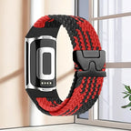 Bracelet tressé pour montre Fitbit Charge 5, Charge 6 rouge noir