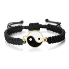Black and Gold Yin Yang Braided Bracelet