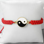 Red and Gold Yin Yang Braided Bracelet