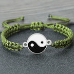 Green and Silver Yin Yang Braided Bracelet