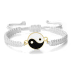White and Gold Yin Yang Braided Bracelet