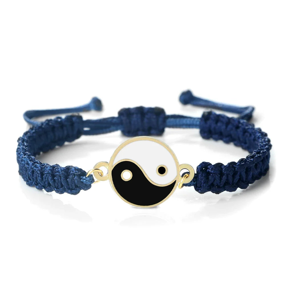 Blue and Gold Yin Yang Braided Bracelet