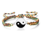 Multicolored and Silver Yin Yang Braided Bracelet