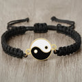 Black and Gold Yin Yang Braided Bracelet