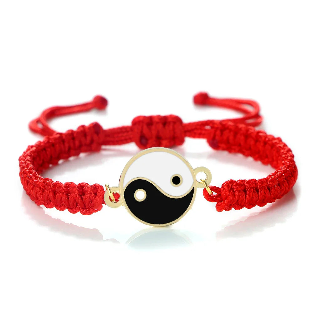 Red and Gold Yin Yang Braided Bracelet