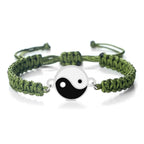 Green and Silver Yin Yang Braided Bracelet