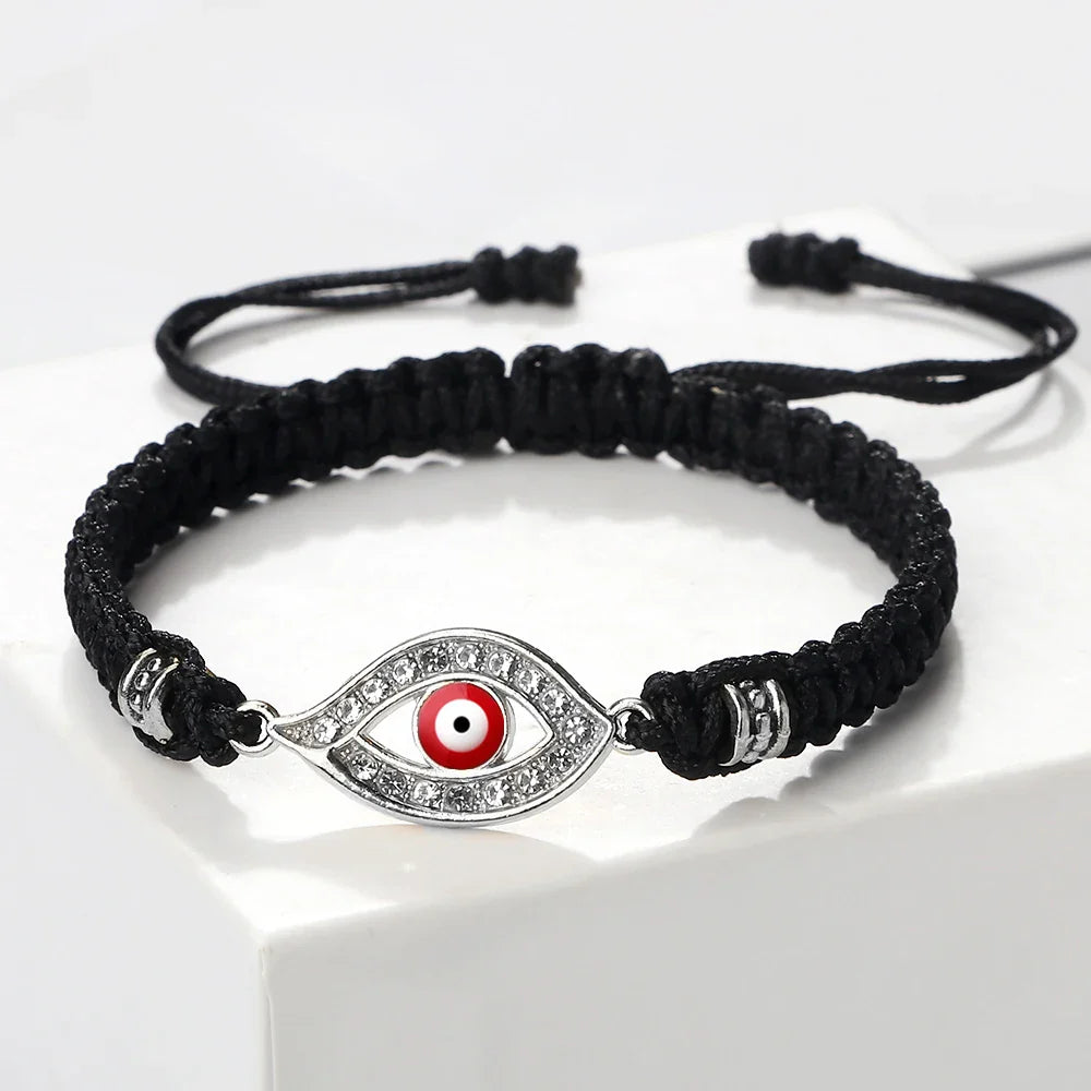 Braided Zircon Turkish Evil Eye Bracelet black silver