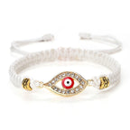 Braided Zircon Turkish Evil Eye Bracelet white gold