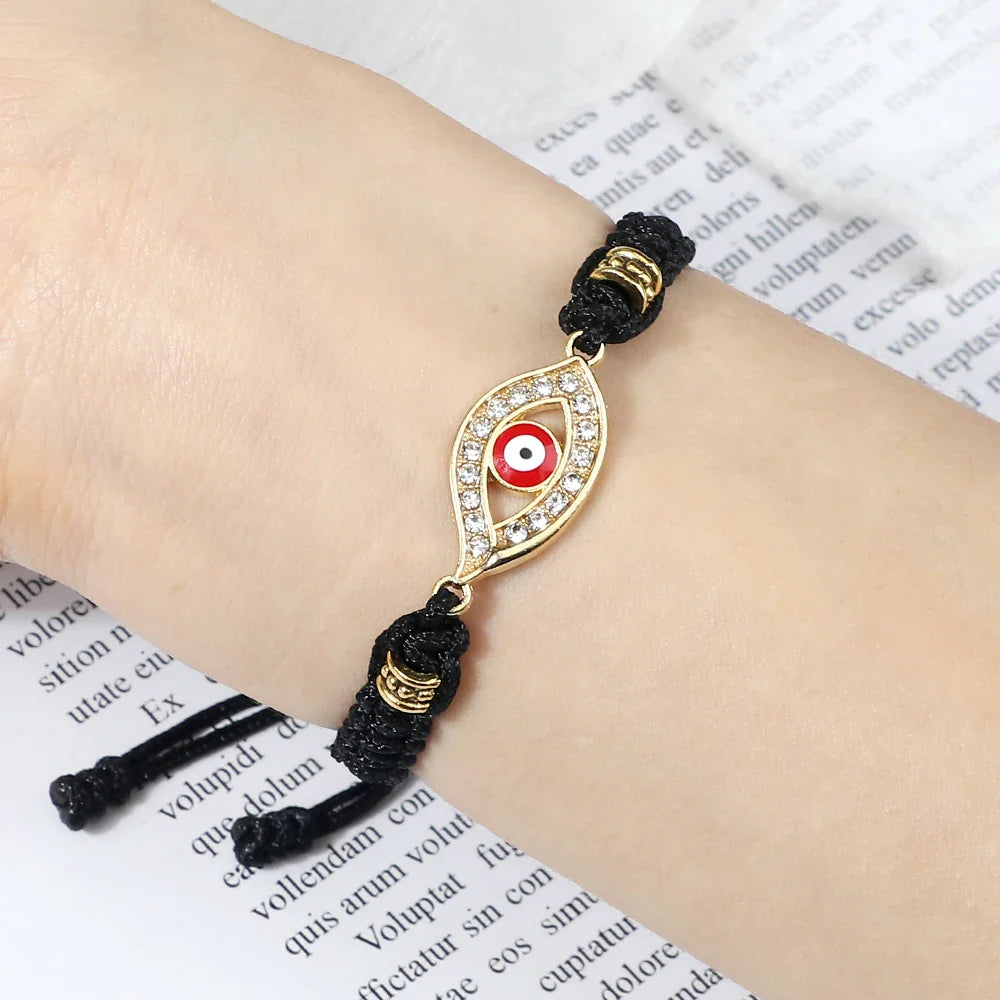Braided Zircon Turkish Evil Eye Bracelet black silver