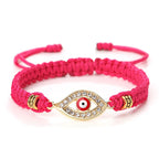 Braided Zircon Turkish Evil Eye Bracelet pink gold