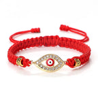 Braided Zircon Turkish Evil Eye Bracelet red gold
